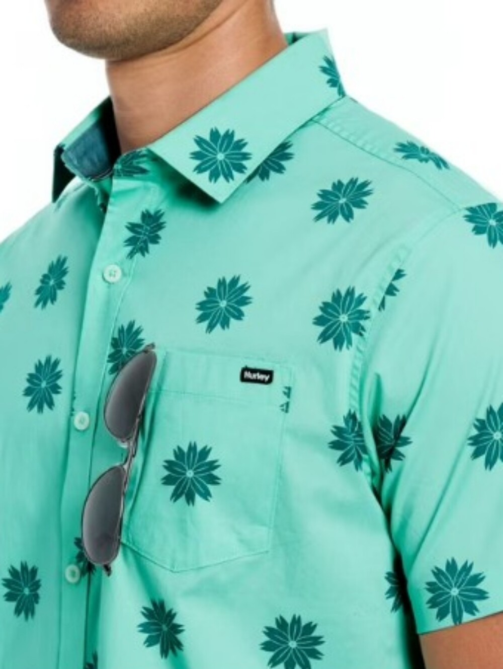 NWT Hurley's Men Button Down Shirt SIZE XXL Turquoise